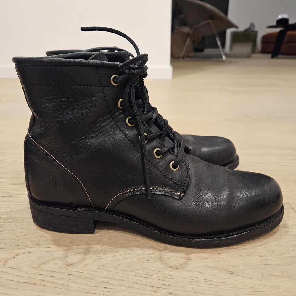 Frye Leather Combat Style Boots, Size 9